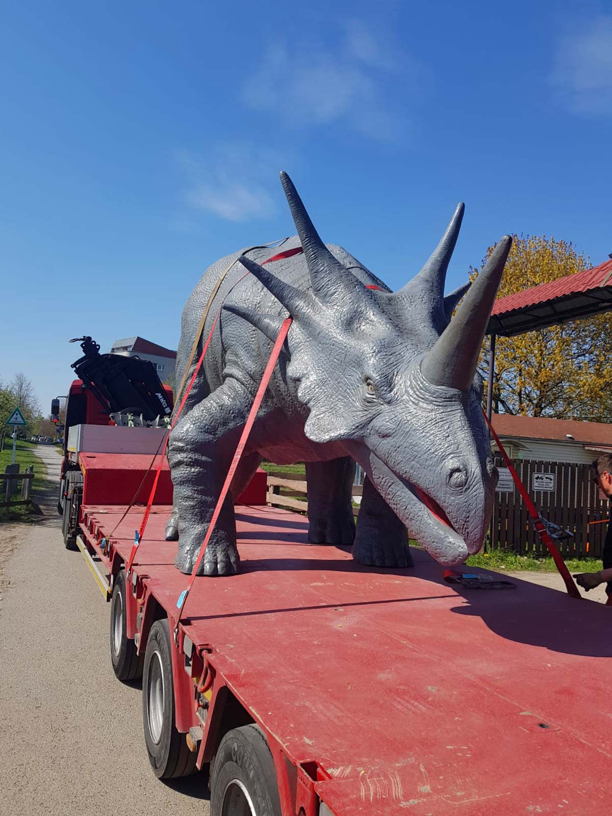 Transport von grossen Dino-Nachbildungen